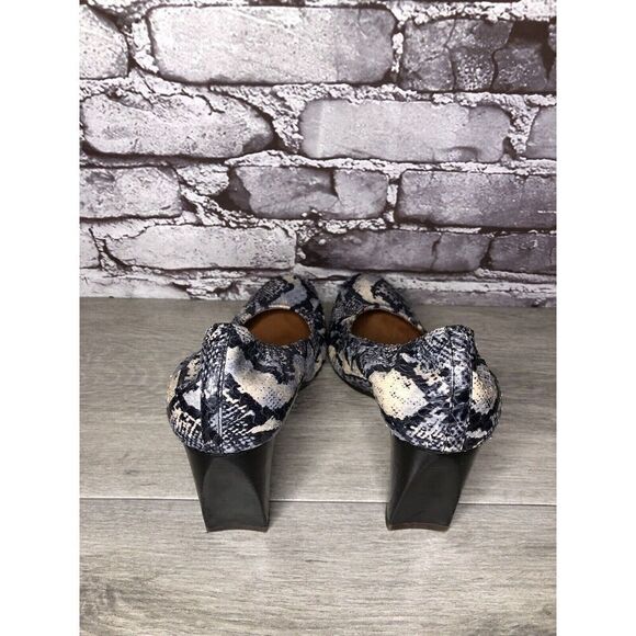 LANVIN Ivory Blue Snake Print Leather Ballerina Pumps Wedges Women 40EU/9.5M US - Picture 5 of 16